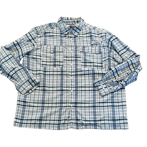 Habit Performance Fishing Shirt UPF 40+ Blue White Plaid Dual Pockets Vented XL